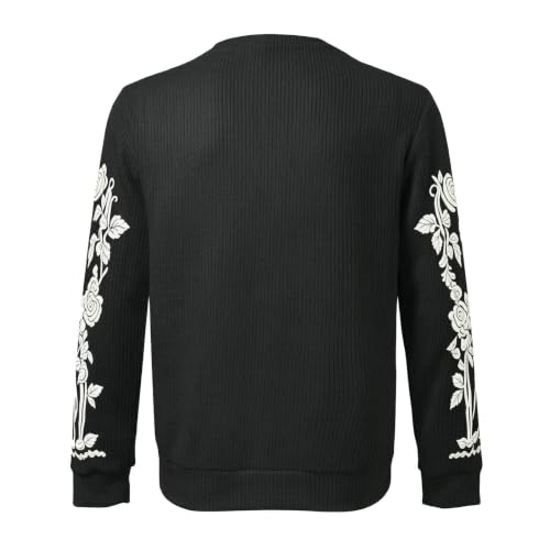 Womens Sweaters Halloween Skeleton Floral Graphic Pullover Gothic Clothes - image 5