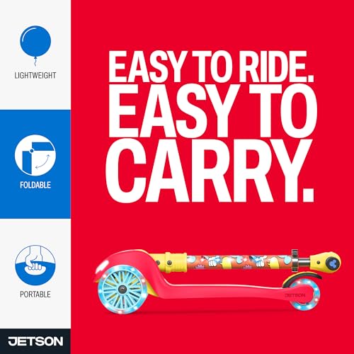 Image of Jetson Character Kids Kick Scooter, LED Lights on Stem & Light-Up Wheels, Lightweight Frame, Height-Adjustable Handlebar, Lean-to-Steer System, Easy-Fold Mechanism