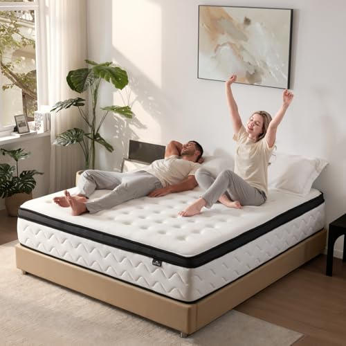 King Size Mattress 12 Inch - Medium Firm Hybrid Memory Foam Mattress with Individual Pocket Springs for Pressure Relief & Motion lsolation, CertiPUR-US Certified, Fiberglass-Free, 80" x 76"