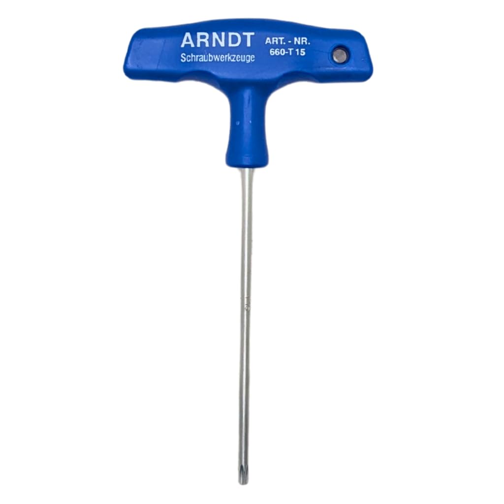 ARNDT Germany Torx T15 T-Handle Screwdriver | Chrome Vanadium Steel Shaft | Ergonomic Grip T Bar Handle Star Hex | Holding Function | Professional Star Screwdriver for Repair & DIY