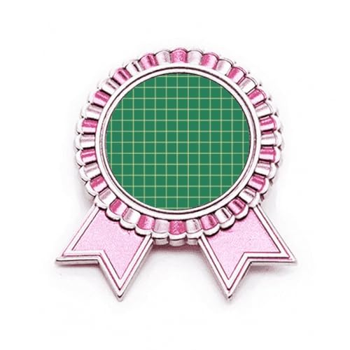 Broche décorative verte blanche motif grille sur métal rose M pour veste et manteau