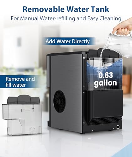 Joy Pebble Nugget Ice Maker Dispenser, Self Dispensing Pellet Ice Maker, 44lbs/24H, 15mins Quick Ice Make, 3.3lbs Ice Storage, Ice Full Indicator, Self-Cleaning, Home, Kitchen, Bar, Party