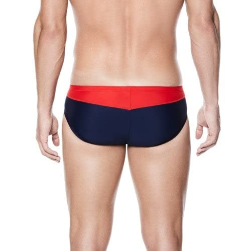 Nike Men's Victory Color Block Swim Brief 24 Rednavy #TOP1