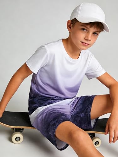 Image of Kid Toddler Baby Boys Clothes Tie-dye Palm Leaf Top 2Pcs Summer Shorts Set
