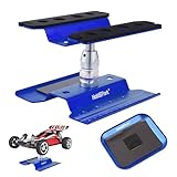 Hobbypark Aluminum RC Car Work Stand Repair Workstation 360 Degree Rotation Lift/Lower w/Screw Tray for 1/10 1/12 1/16 Scale Car Truck Buggy (Navy Blue with Screw Tray)