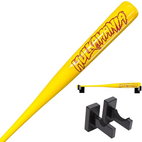 Hulkamania Engraved Baseball Bat with Wall Mount