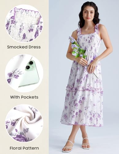 Image of Scarlet Darkness Floral Dress for Women 2026 Flowy Sundress Smocked Cottagecore Dresses