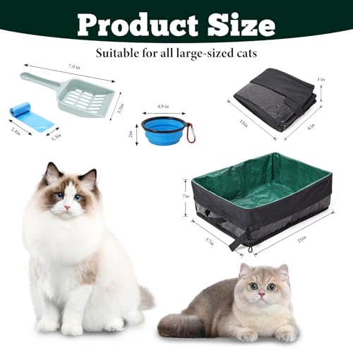 Arenero de viaje plegable impermeable para gatos XL miniatura 2