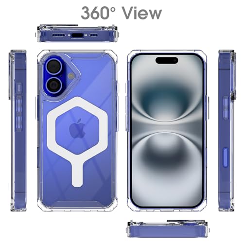 Image of Pikkme Back Cover for iPhone 16 Mag-Safe PC + TPU Transparent Hybrid Shock Absorption Bumper Case (Transparent Mag-Safe)