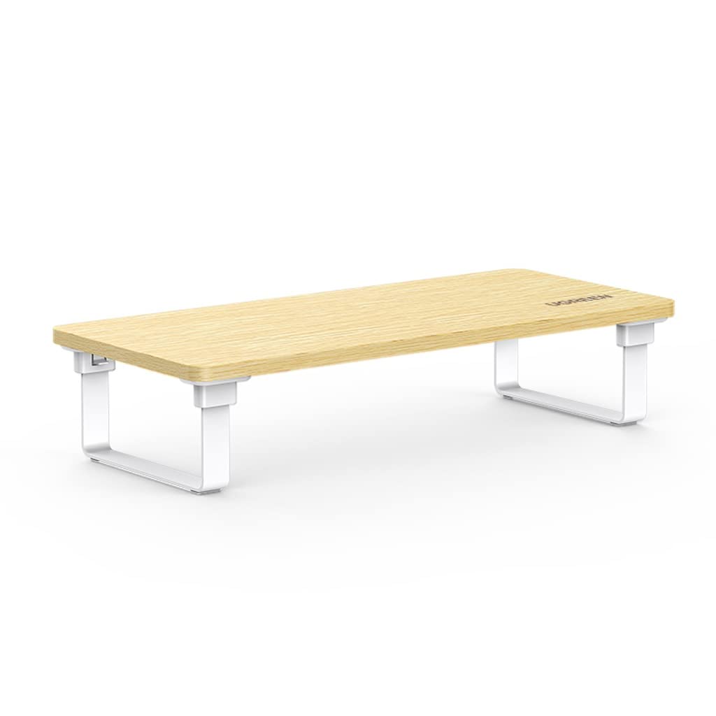 Support moniteur ordinateur bois rehausseur écran PC et rangement de clavier