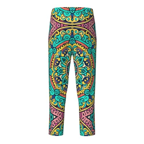 Pajama Pants Pajama Bottoms with Elastic Waistband Sleepwear Lounge Pants, Floral Colorful Mandala Flowers2