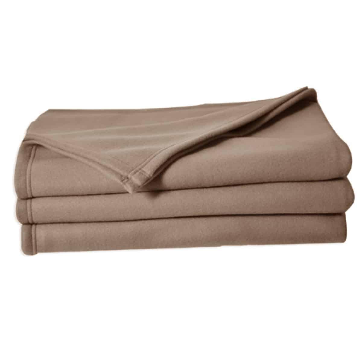 Couverture polaire anti-feu 180x220cm Secure, textile haut de gamme 320g taupe