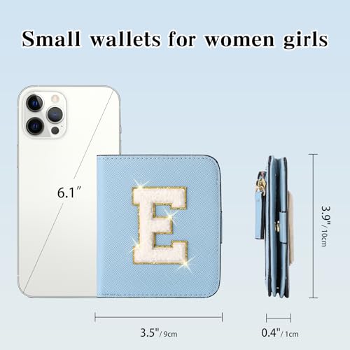 Image of RNIEGA Initial Wallet Women Small Teen Girl Gifts Trendy Stuff Girls Wallets Personalized Christmas Birthday Gift for Women Friends Daughter Granddaughter 6 7 8 9 10 11 12 13 Year Old Blue E