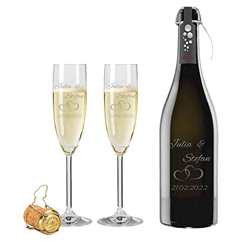 FORYOU24 2 Leonardo Sektgläser mit Prosecco und Gravur Paar Sekt-Glas graviert Hochzeit Geschenkidee Sektglas-Set graviert Cover