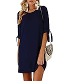 cremefarbenes kleid langarm Blusenkleid damen füllt die Casual und Modern. Luftiges Sommerkleider Damen geeignet für Strandurlaub . Der Stoff ist schön weich und luftig und passt Ihren Körper perfekt.