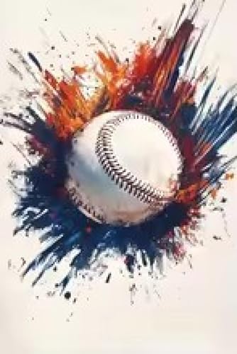 Peinture abstraite de baseball sur toile sans cadre 80x120 cm - 2