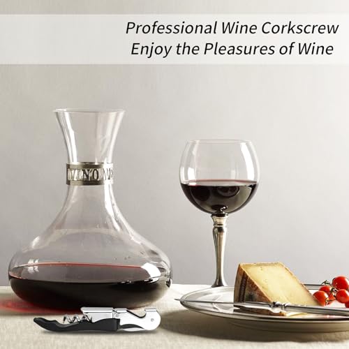 2 PCS Waiter Corkscrew Wine Opener,Upgraded Heavy Duty Wine Keys,Stainless Steel Double Hinged Wine Key for Serves,Bartenders(Black) - Image 3