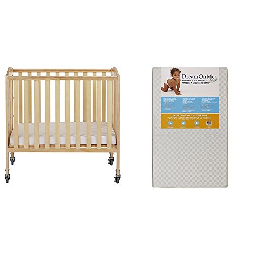 Image of Dream On Me, 3-in-1 Folding Portable Crib with Dream On Me 3 Portable Crib Mattress, White