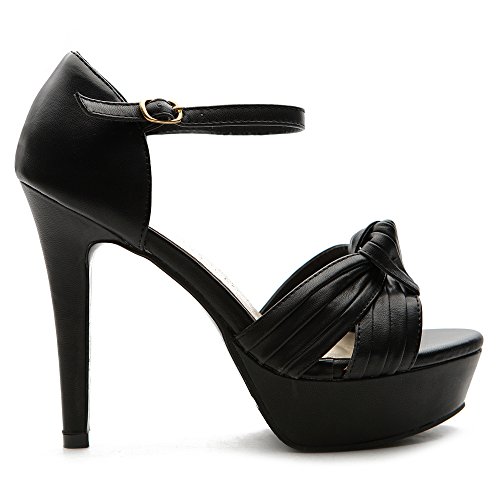 Ollio Women's Shoe Plateform High Heels Ankle Strap Multi Color Sandal(7.5 B(M) Us, Black) #TOP12