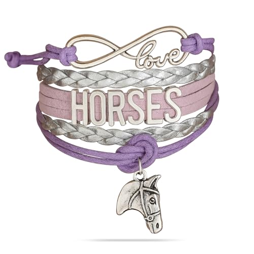 Horse Bracelet – Teal and Silver Love Infinity Horses Charm – Equestrian Jewelry Gift for Riders, Horse Lovers – Cute Accessories for Birthdays or Special Occasions