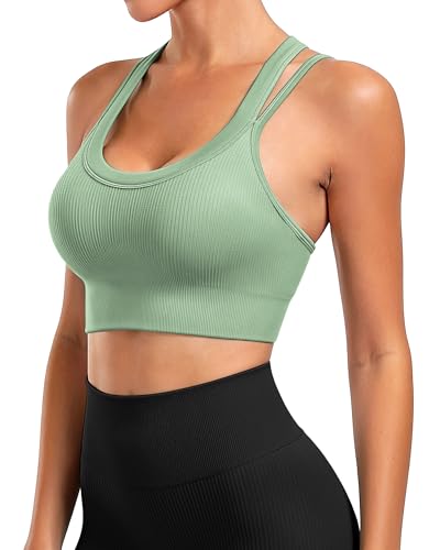 Image of WANAYOU High Support Sports Bras for Women Cross Back Workout Sports Bra | High Impact, No Bounce, Compression, Criss Cross Back, Gym, Athletic, Running, Removable Pads, Ribbed, Moisture Wicking