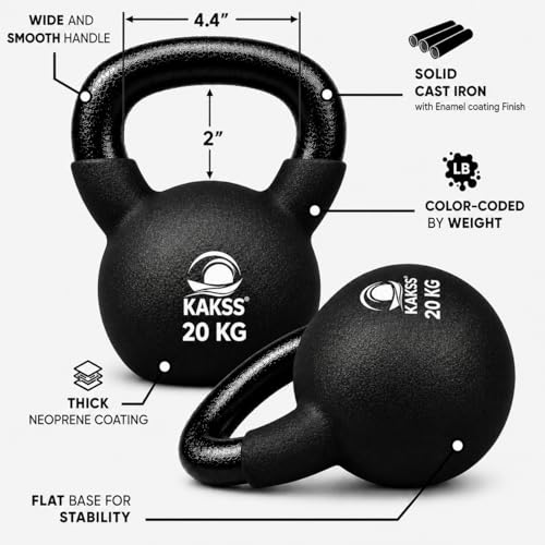 Image of Kakss Half Coating Neoprene Kettlebell (Black, 20 KG)