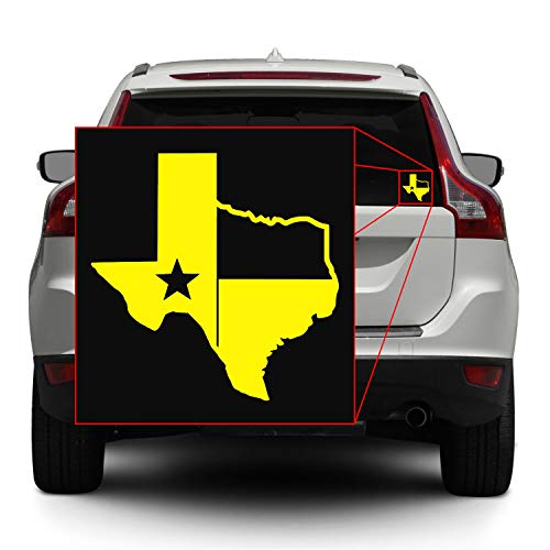 Image of TX Flag Shaped Like Texas [Pick Color] Vinyl Transfer Sticker for Laptop /Car /Truck /Window /Bumper (3 inch x 3 inch, Yellow)