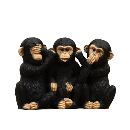 Darthome Black Cheeky Monkeys See Hear Speak No Evil Resin Ornament, Home Decor, 24x16x10cm