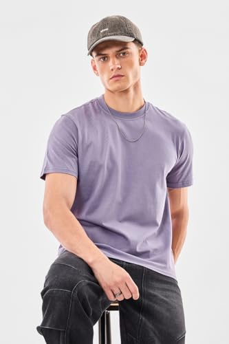 Image of SNITCH Men T-Shirt | Minimalist Regular Fit & Short Sleeve Styling | 100% Breathable Cotton Casual Wear T-Shirt & Durable Knit Plain Weave Everyday Summer Essential