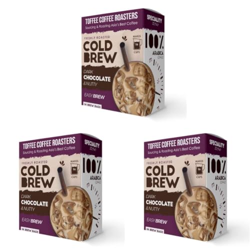 Image of Toffee Coffee Roasters | Dark Chocolate & Nutty Cold Brew Coffee | Easy Brew, Makes 12 Cups | Pack of 9 Bags