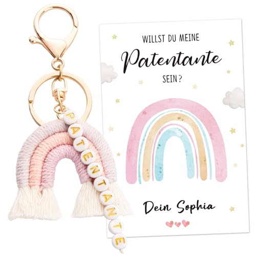BOFUNX Patentante Schlüsselanhänger Patentante Fragen Karte Kreative Patentante Fragen Geschenk Schwangerschaft Verkünden Baby Geburt Babyparty