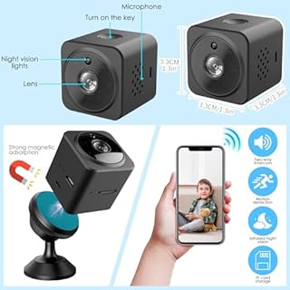 Mini Telecamera Spia Wireless con Microfono Incorporato, 4K HD, Visione Notturna, Rilevamento del Movimento e Riduzione del Rumore 2D - Telecamere di Sicurezza per Interni - Telecamera con Batteria