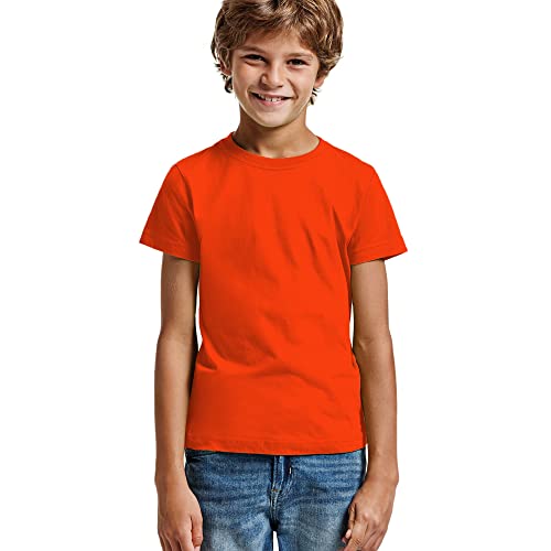T-shirt colorida de manga curta 100% algodão para crianças, t-shirt curta, de qualidade com 165 g/m, confortável, suave, lisa e elegante, Vermelho, 4 anos