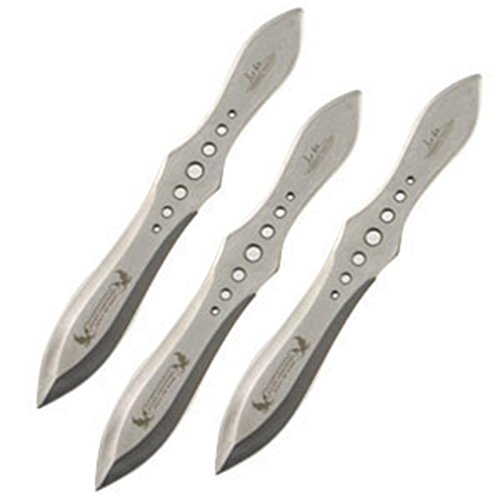 United Cutlery Gil Hibben Hall of Fame Throwing Knife Set – Three Piece Set, One Piece Stainless Steel Construction, Perfectly Balanced – Master the Art of Knife Throwing – 8 1/2" Overall Each