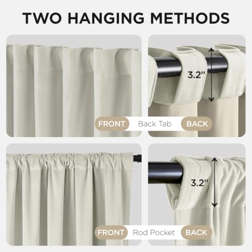 Image of Joydeco Ivory White 100% Blackout Curtains 84 Inch Length 2 Panels Set, Black Out Curtain for Bedroom Living Room, Heavy Luxury Thermal Insulated Velvet Curtains Rod Pocket Back Tab, 52W x 84L
