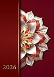  Agenda 2026 Semainier Professionnel: Planificateur hebdomadaire avec heures de janvier à décembre 2026 (12 mois) - 1 semaine sur 2 pages - Couverture ... format A4 - Fleurs colorées, fond rouge