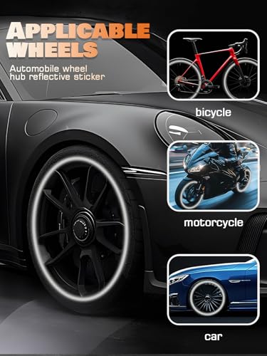 Image of 20PCS Car Wheel Reflective Decorative Strip,Night Safety Warning Stickers,Cars,Motorcycles,Bicycles are Applicable, Colorful and Diverse, a Street the Most Beautiful Car (Bling Silver)
