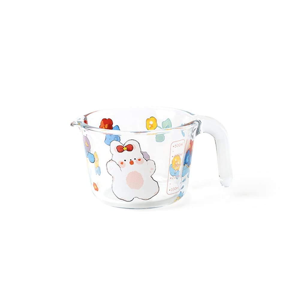 Glass Measuring Cup With Scale Milk Cup High Temperature Resistant Household Kitchen Baking Beaten Egg Cup Measuring Water Cup(C)
