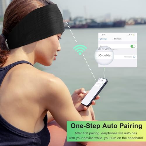 Image of LC-dolida Bluetooth 5.4 Sleep Headphones Headband,Sports Headband Earphones Wireless with Speaker Microphone USB C,Ideal for Travel, Night Work, Side Sleeping and Office Use for Both Men and Women