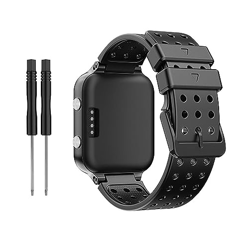 NUHFUFA Round Hole Silicone Watch Band Wristwatch Strap Bracelet Belt with Tool for Garmin Approach S20/Forerunner 220/230/235/620/630/735XT/235lite Watch(Black)