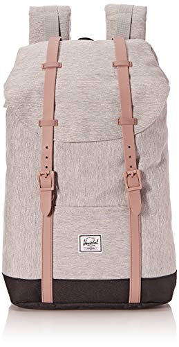 Herschel, Retreat Mid Volumn Backpack バックパック, ライトグレーのクロスハッチ/アッシュローズ/ブラック。, Mid-Volume