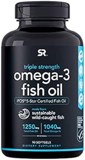 Sports Research Triple Strength Omega 3 Fish Oil - Burpless Fish Oil Supplement w/ EPA & DHA Fatty Acids from Wild Alaskan Pollock - Heart, Brain & Immune Support for Men & Women - 1250 mg, 90 ct