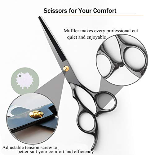 Hair Cutting Scissors - 6.5" Professional Trimming Thining Haircut Shear - Premium Janpanese Stainless Steel Beard Scissor with Smooth Razor & Sharp Edge Blades for Babers, Salons, Men, Women — view 3