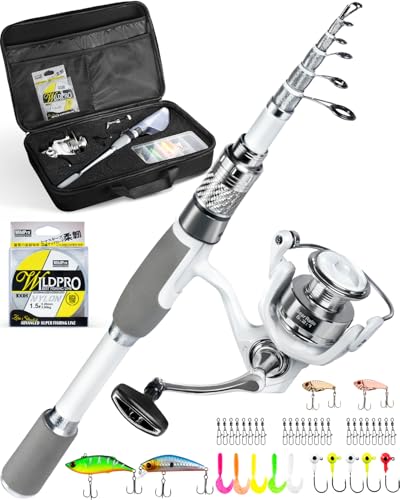 Ghosthorn Fishing Rod and Reel Combo Carbon Fiber Telescopic Fishing Pole Carrier Bag Portable Kit Saltwater Freshwater(Fishing Rod&Reel Combo with Bag, 2.1m 7ft)