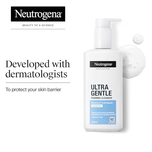 Image of Neutrogena Ultra Gentle Foaming Cleanser (Pack of 2) | 6X Gentler Face Wash for Sensitive Skin | All Skin Types | Barriercare Technology | Removes Dirt & Oil | Hydrating & Paraben-Free | For Men & Women