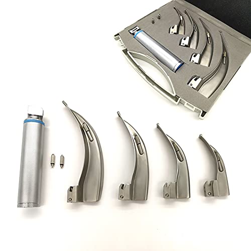 Kit De Intubaci�n De Las V�as Respiratorias 4 Hojas Curvas 1 Mango Laringoscopio LED De Estilo Convencional Totalmente De Acero De Titanio para Adultos Y Ni�os