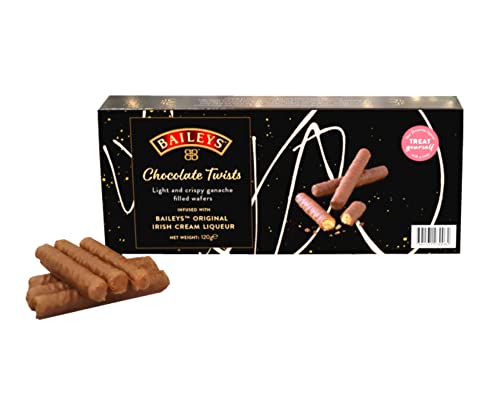 Baileys Chocolate Twists Gift Box | Light and Crispy Chocolate Coated Wafers Fingers Infused With Baileys Ganache | Great Gift For Baileys Lovers