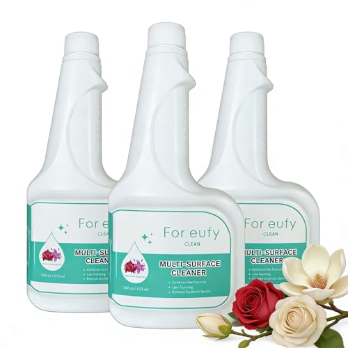 JKDND Multifunctional Floor Cleaning Solution Compatible with Eufy Robot Vacuum Cleaner, Low-Foam No-Residue, 473ml, Dilution Ratio 1:200, Rose and Magnolia Scent(3 Bottle)
