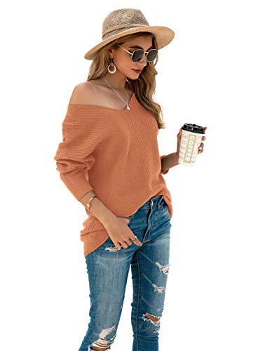 Image of Iandroiy Women's Batwing Sleeve Off Shoulder Loose Oversized Baggy Tops Sweater Pullover Casual Blouse T-Shirt
