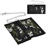Nivofu RFID Slim Wallet, Men's Trifold Camouflage Wallets, Camouflage Wallet Wallets with Zip Coin, Metal Hook Zip Pocket, Mini Trifold Coin Purse, Canvas Outdoor Sports Wallet for Boys (Camouflage)